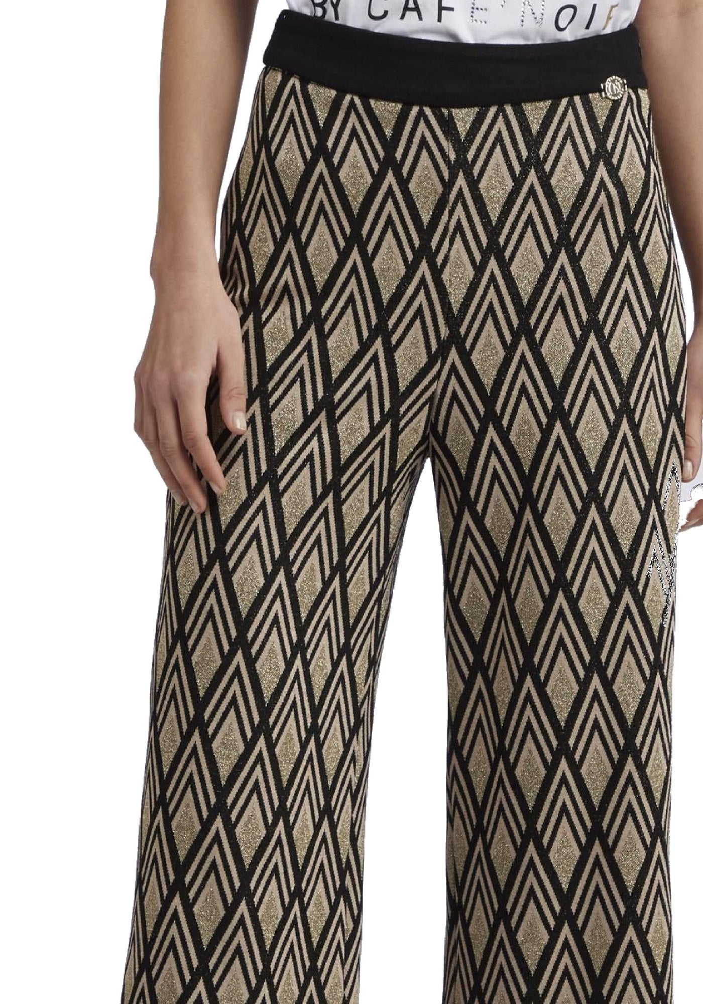 PANTALONI Nero/oro Cafenoir