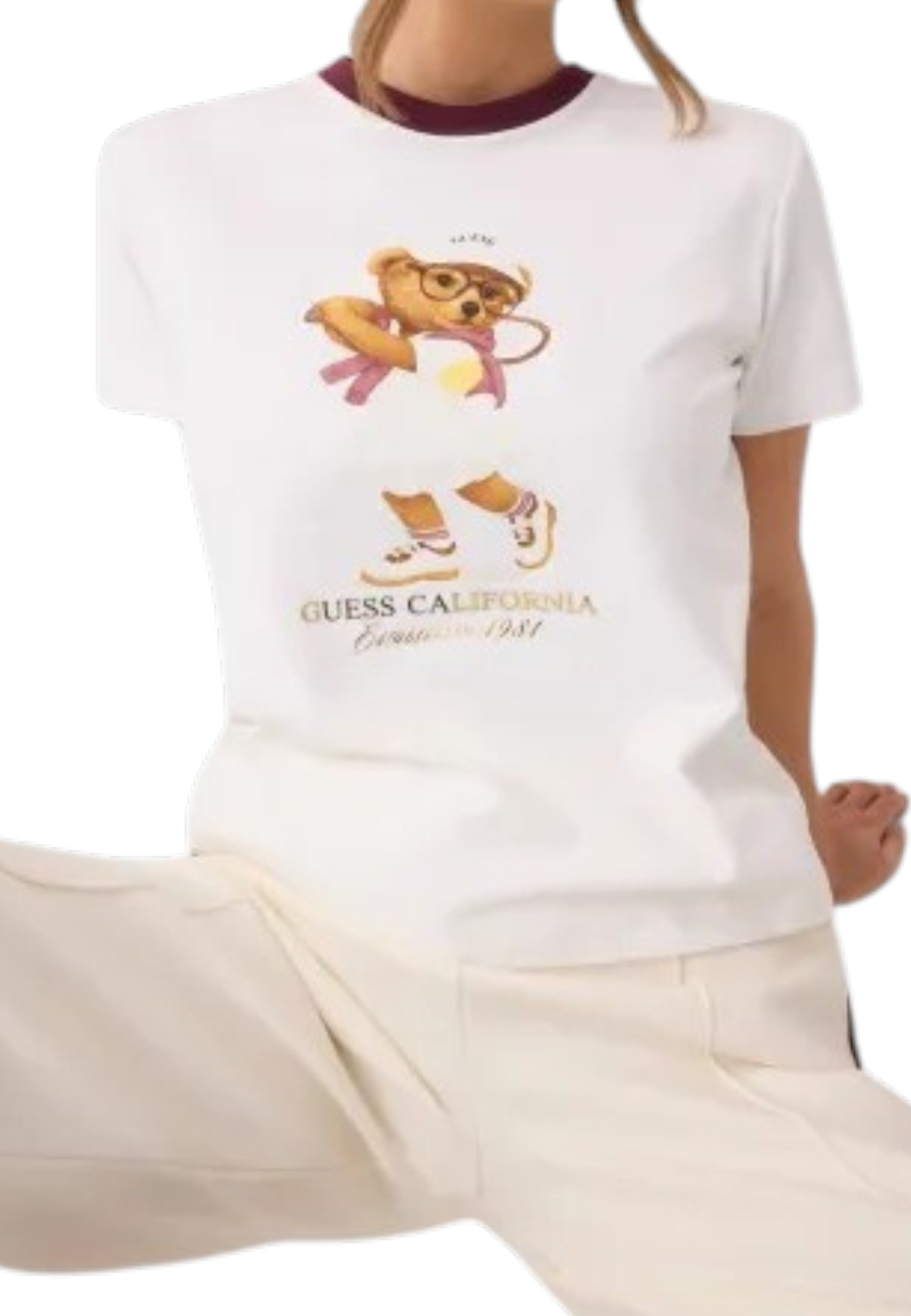 T-SHIRT E CANOTTE Panna/bordeaux Guess