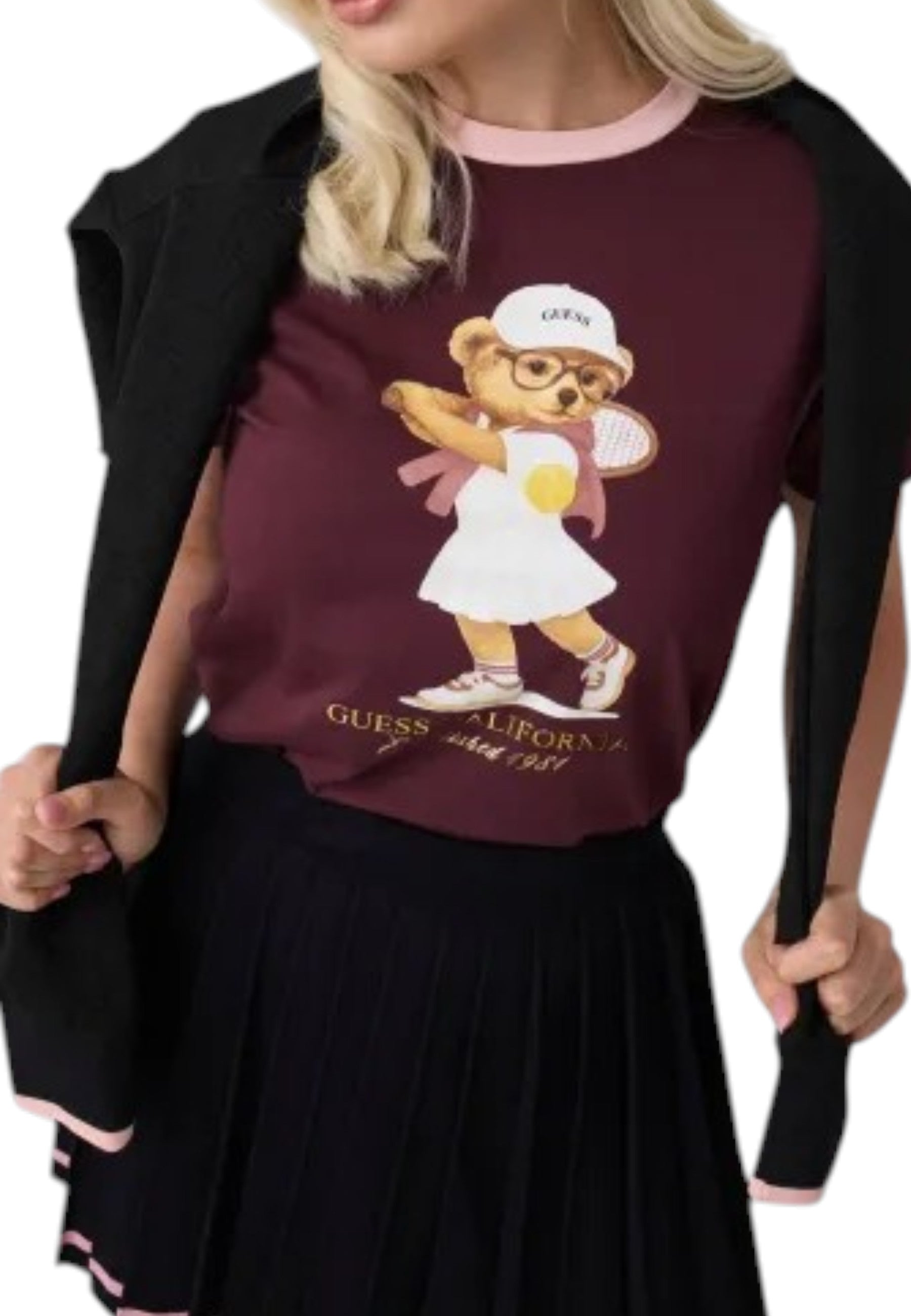 T-SHIRT E CANOTTE Bordeaux/rosa Guess