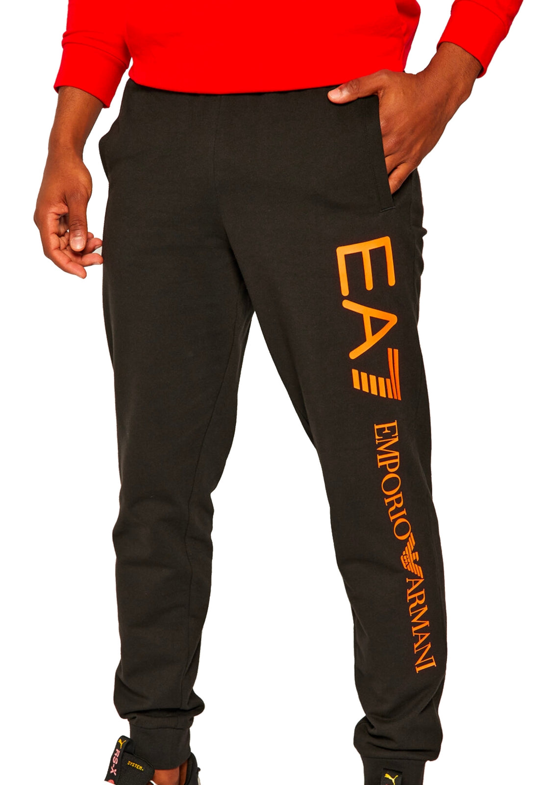 PANTALONI Nero/arancio Ea7