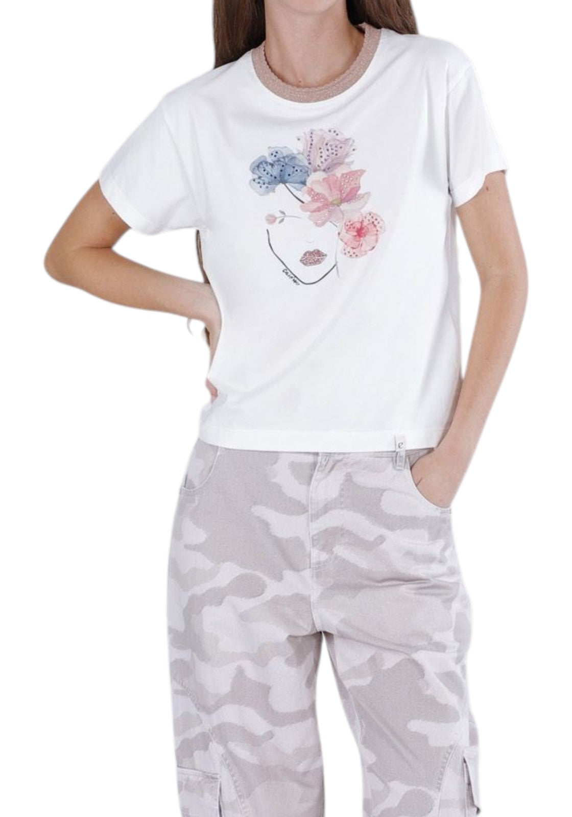 T-SHIRT E CANOTTE Bianco/rosa Cafenoir