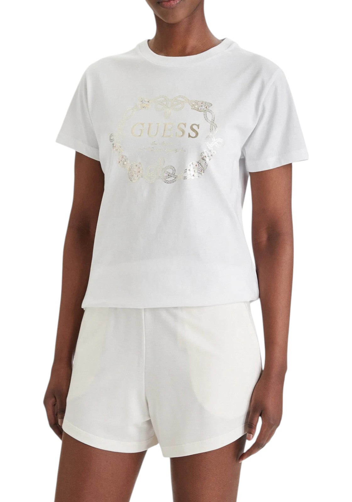 T-SHIRT E CANOTTE Bianco/oro Guess