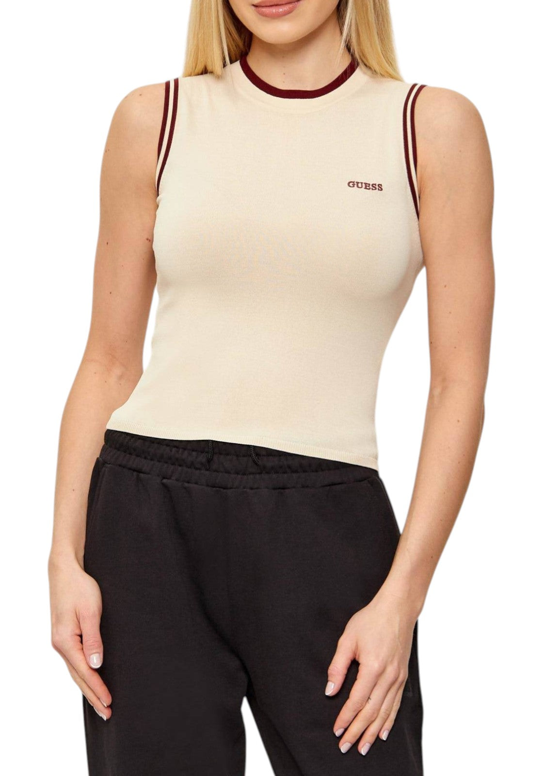 T-SHIRT E CANOTTE Beige/bordeaux Guess