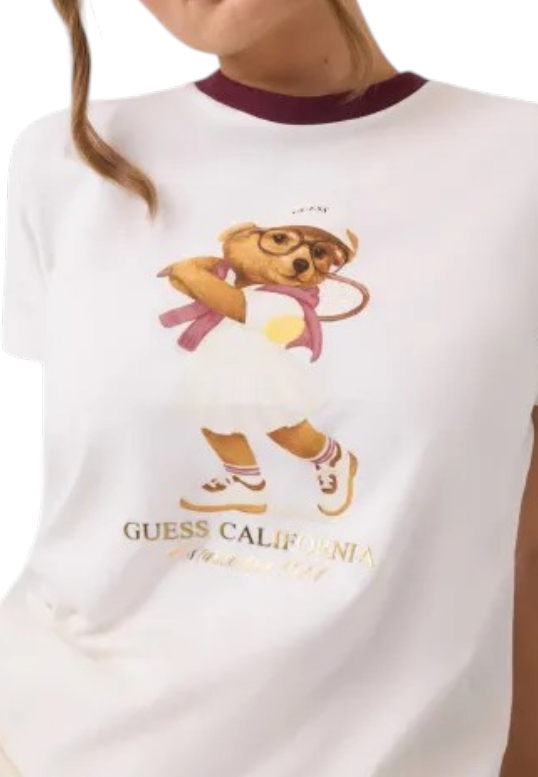 T-SHIRT E CANOTTE Panna/bordeaux Guess